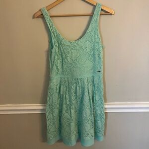 Guess size M Mint Lace Overlap Sleeveless Dress Lined Zip Back